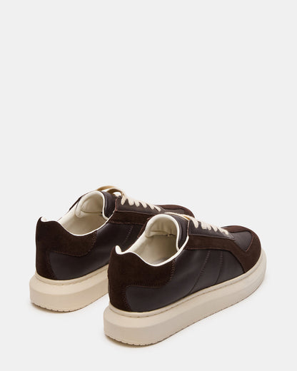 MINOU Brown Leather Low-Top Lace-Up Men's Sneaker | Steve Madden
