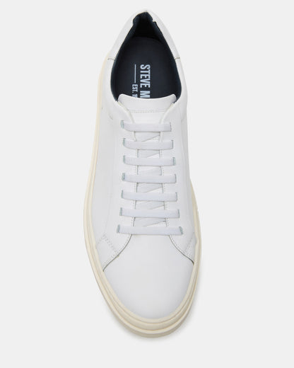 ZOII White Leather Men's Low-Top Lace-Up Sneaker | Steve Madden