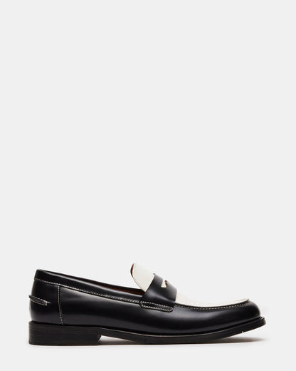 NATAN Black/ White Leather Men's Slip-On Dress Loafer | Steve Madden