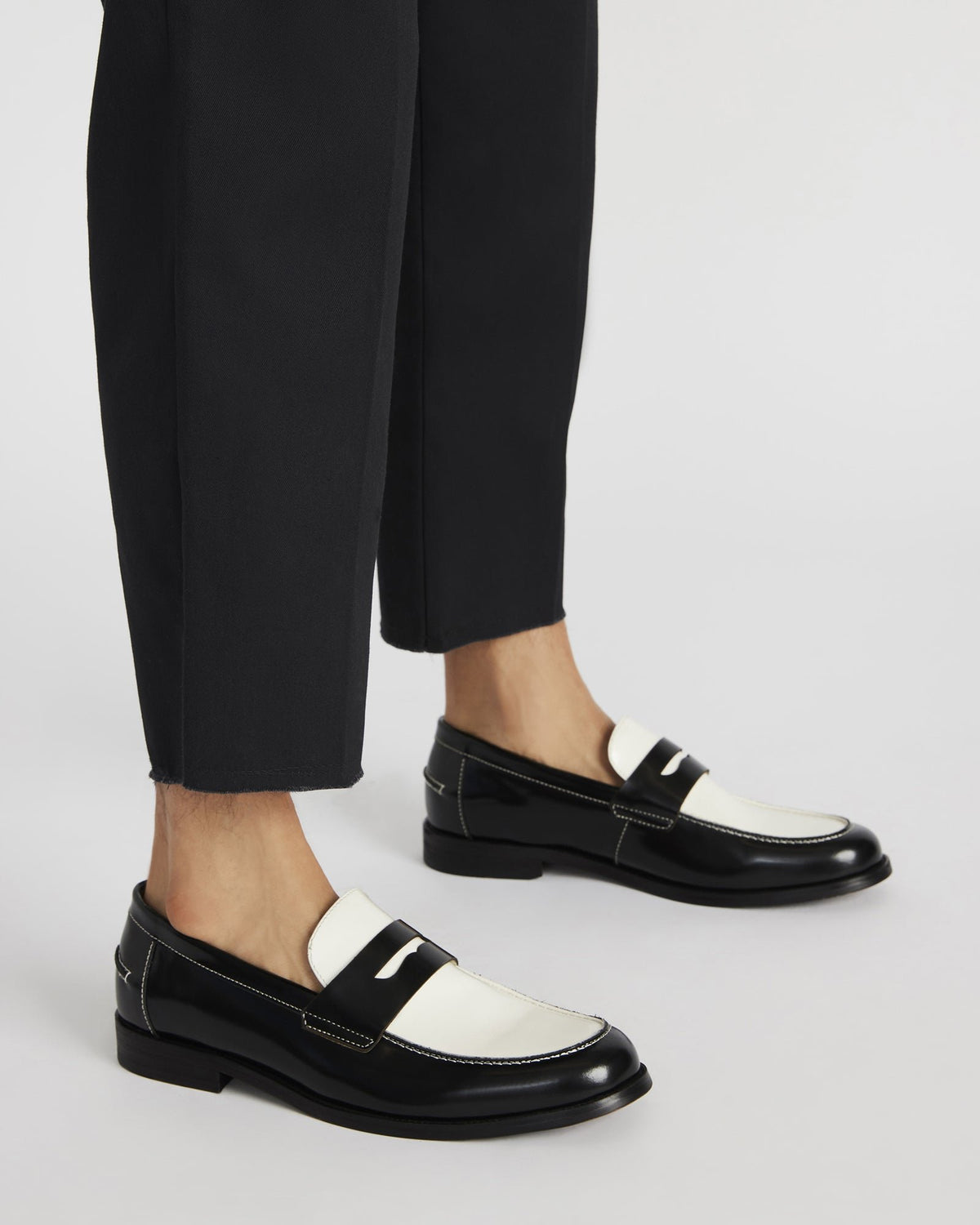 NATAN Black/ White Leather Men's Slip-On Dress Loafer | Steve Madden