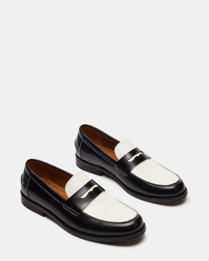 NATAN Black/ White Leather Men's Slip-On Dress Loafer | Steve Madden