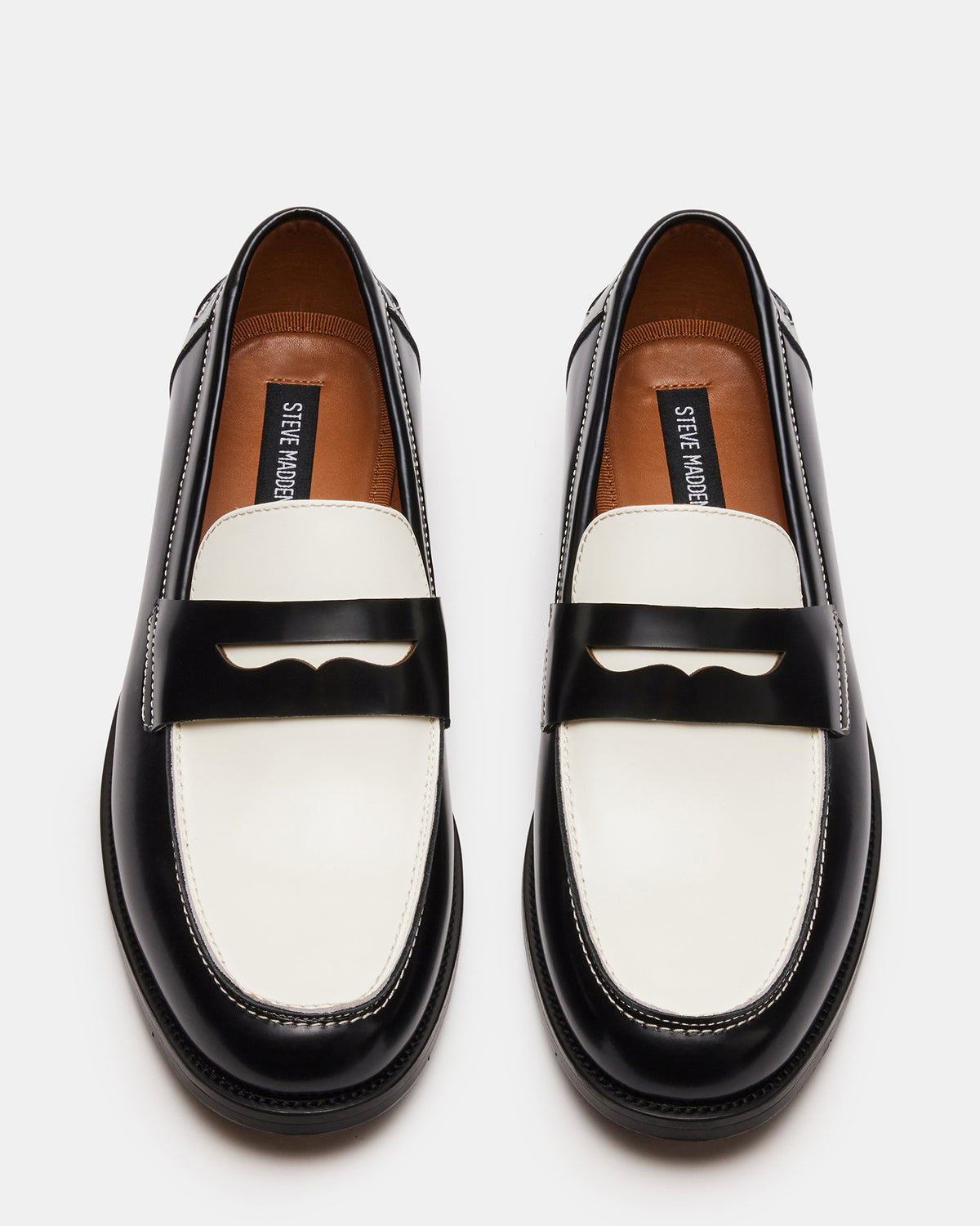 NATAN Black/ White Leather Men's Slip-On Dress Loafer | Steve Madden