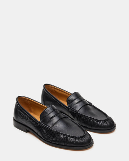 QUINCEY Black Leather Slip-On Men's Loafer | Steve Madden