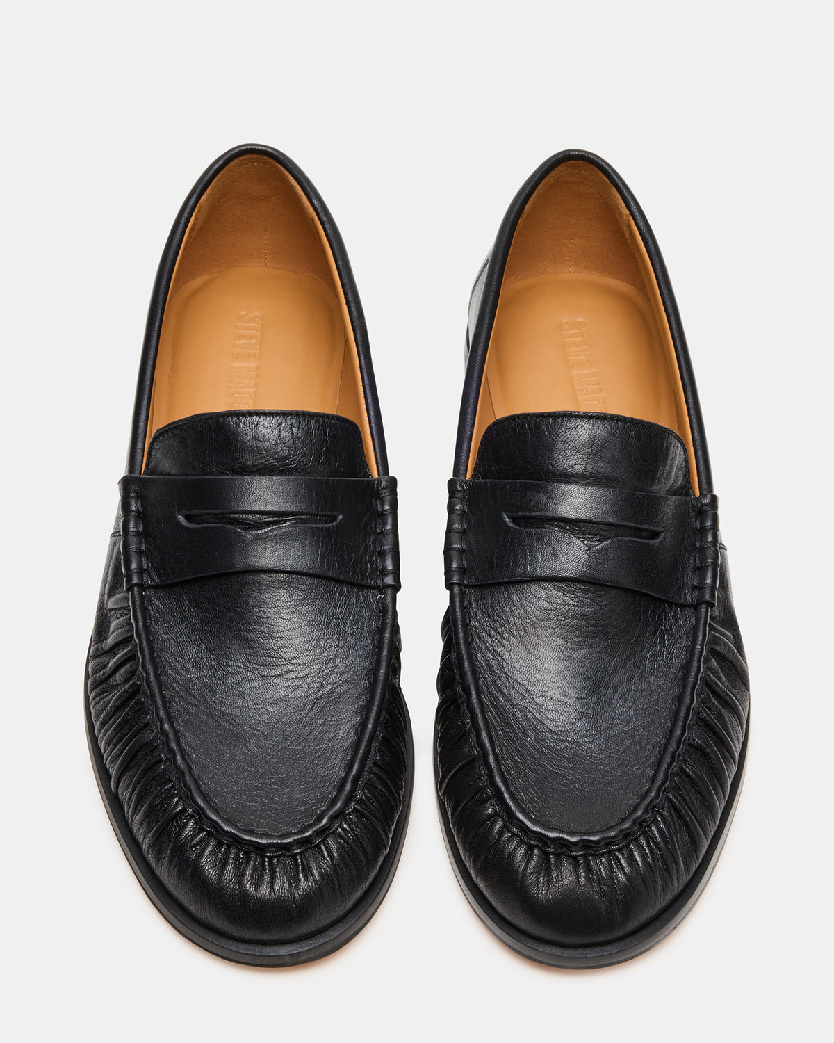 QUINCEY Black Leather Slip-On Men's Loafer | Steve Madden