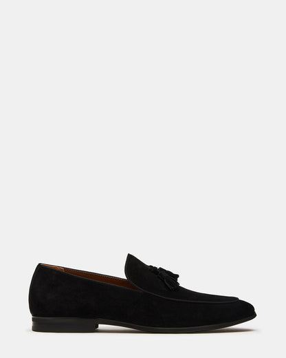 ONDRE Black Suede Tassel Slip-On Men's Loafer | Steve Madden