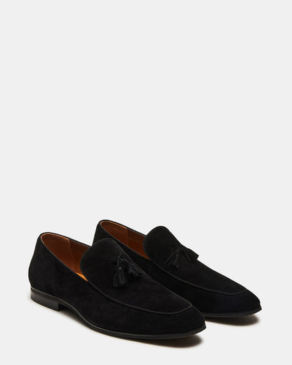 ONDRE Black Suede Tassel Slip-On Men's Loafer | Steve Madden
