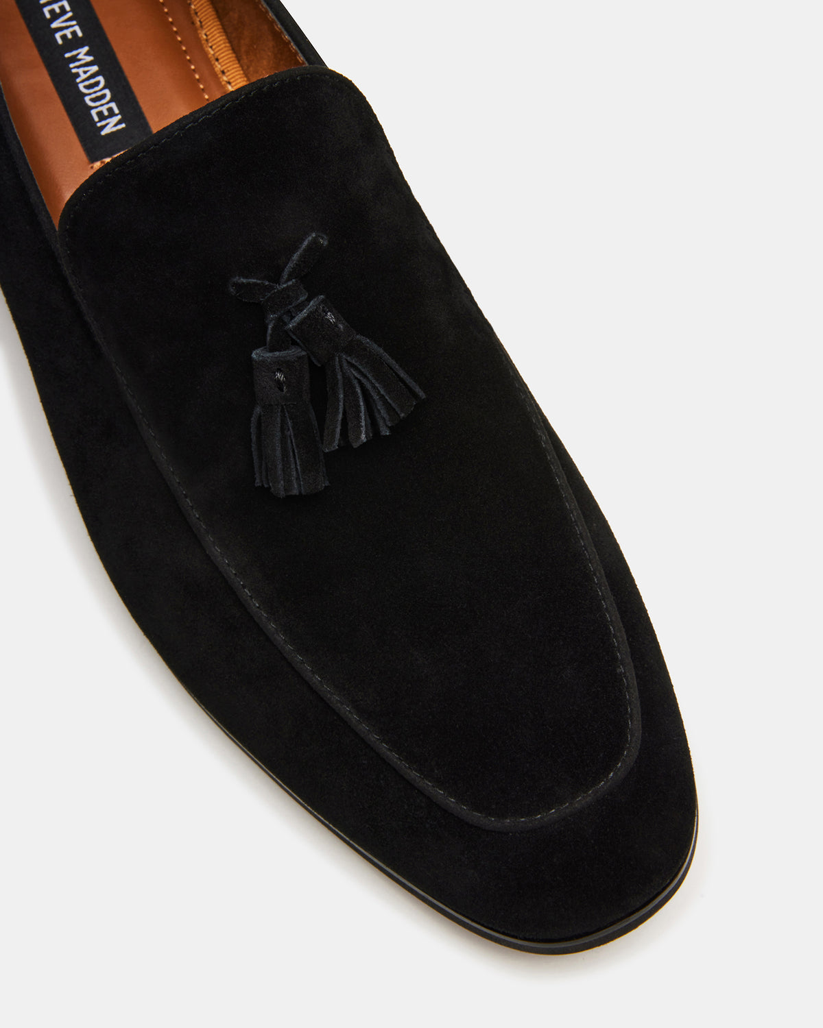 ONDRE Black Suede Tassel Slip-On Men's Loafer | Steve Madden