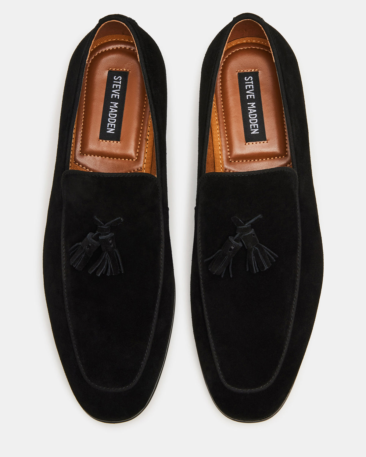 ONDRE Black Suede Tassel Slip-On Men's Loafer | Steve Madden