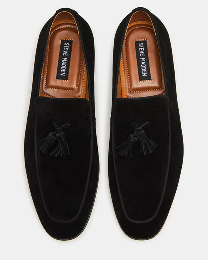 ONDRE Black Suede Tassel Slip-On Men's Loafer | Steve Madden