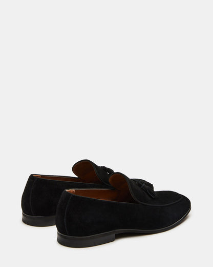ONDRE Black Suede Tassel Slip-On Men's Loafer | Steve Madden