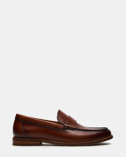 COLVER Cognac Leather Men's Slip-On Loafer | Steve Madden