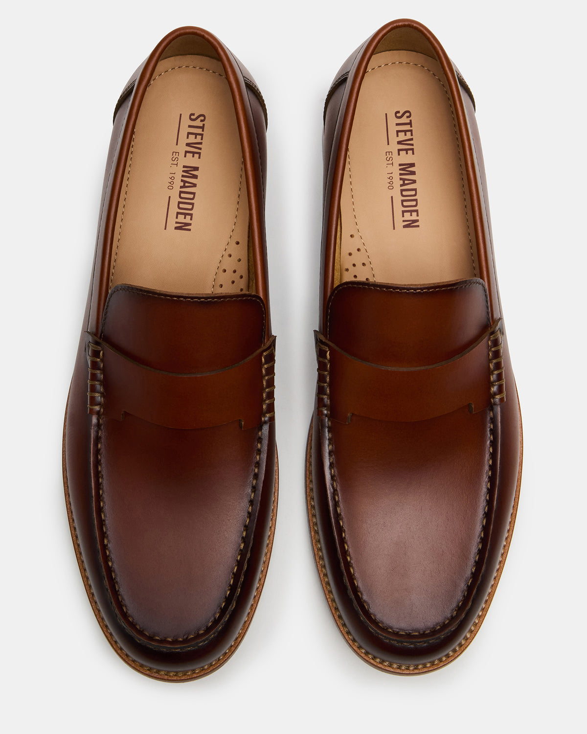 COLVER Cognac Leather Men's Slip-On Loafer | Steve Madden