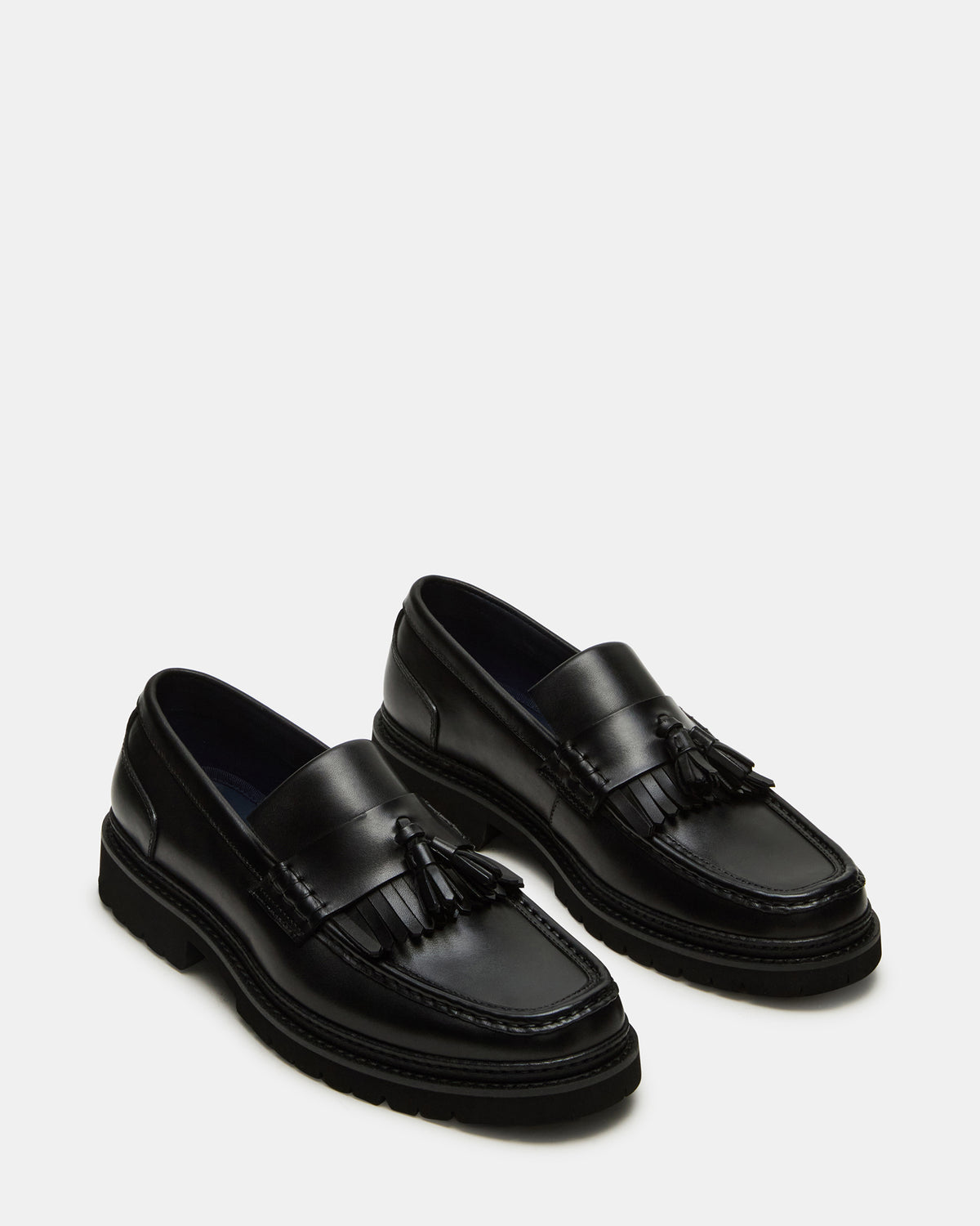 ARTHUS Black Leather Slip-On Tassel Men's Loafer | Steve Madden