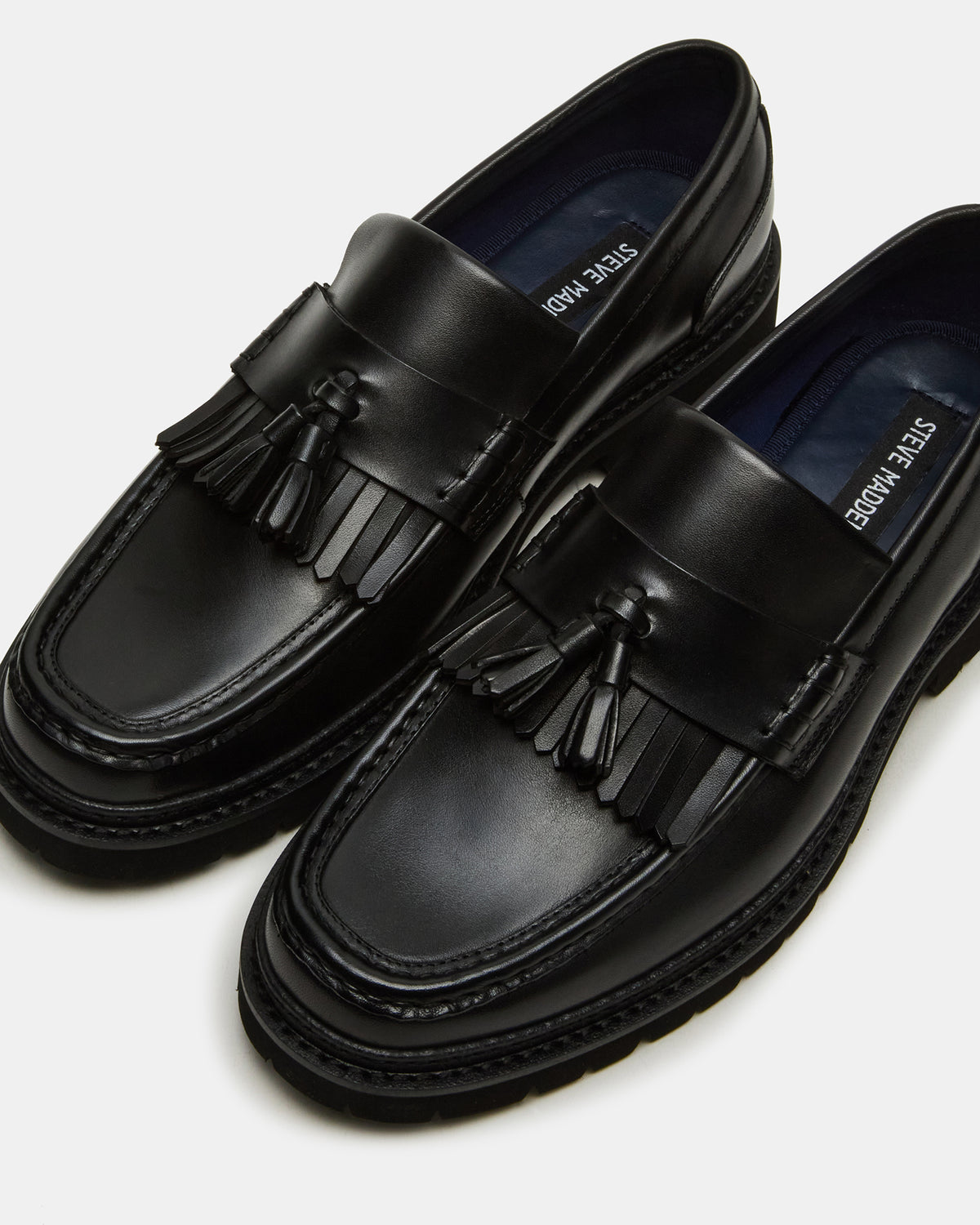 ARTHUS Black Leather Slip-On Tassel Men's Loafer | Steve Madden