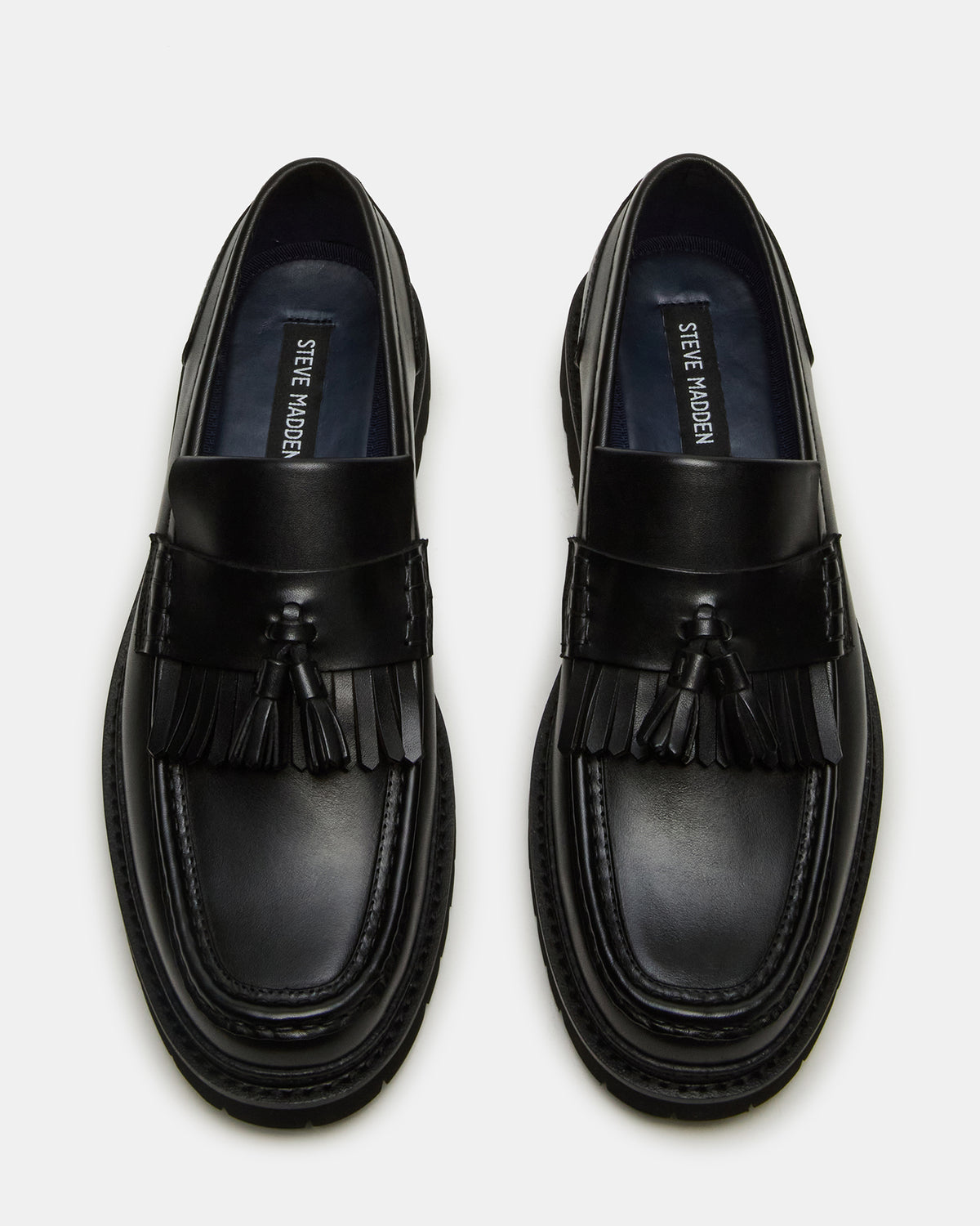 ARTHUS Black Leather Slip-On Tassel Men's Loafer | Steve Madden