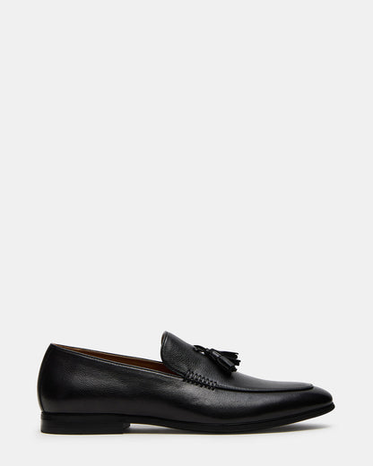 ONDRE Black Leather Tassel Slip-On Men's Loafer | Steve Madden