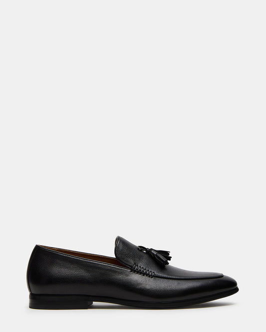 ONDRE Black Leather Tassel Slip-On Men's Loafer | Steve Madden