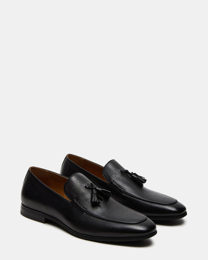 ONDRE Black Leather Tassel Slip-On Men's Loafer | Steve Madden