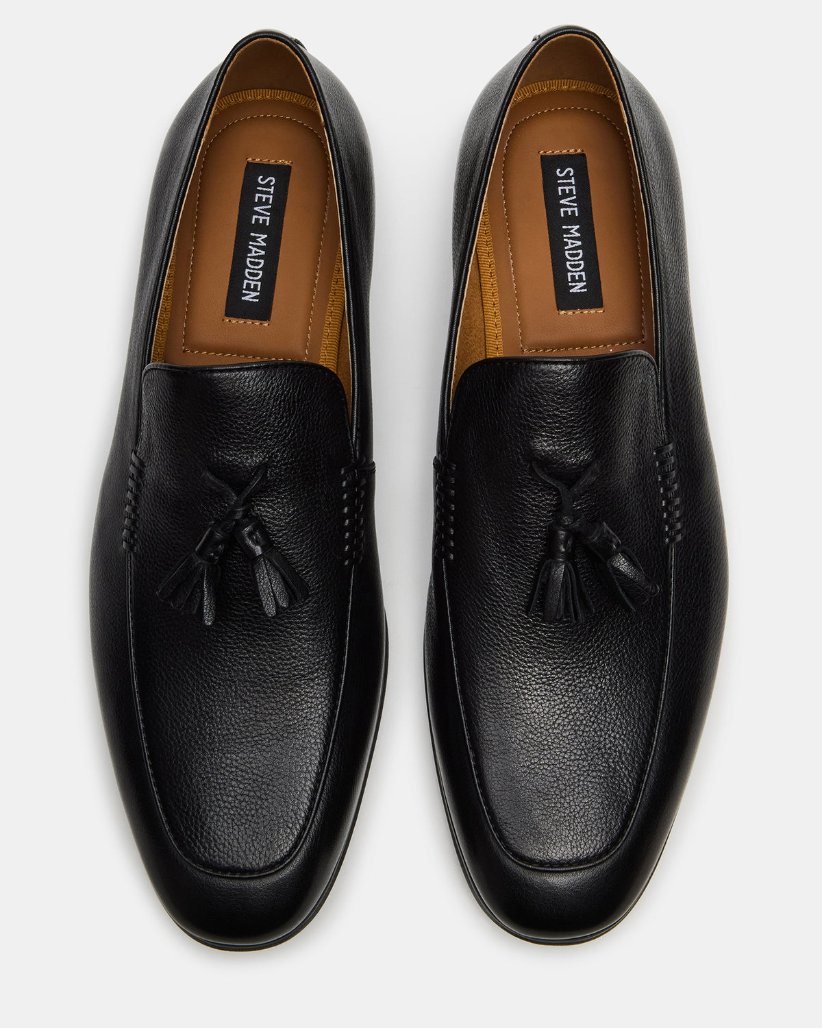 ONDRE Black Leather Tassel Slip-On Men's Loafer | Steve Madden