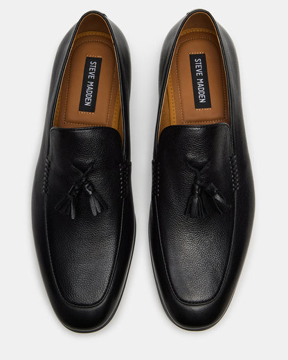 ONDRE Black Leather Tassel Slip-On Men's Loafer | Steve Madden