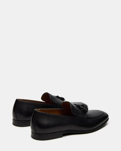 ONDRE Black Leather Tassel Slip-On Men's Loafer | Steve Madden
