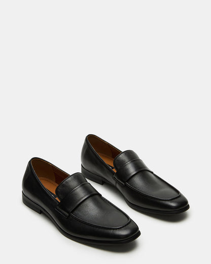BISCUIT Black Leather Slip-On Men's Dress Loafer | Steve Madden