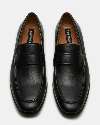 BISCUIT Black Leather Slip-On Men's Dress Loafer | Steve Madden