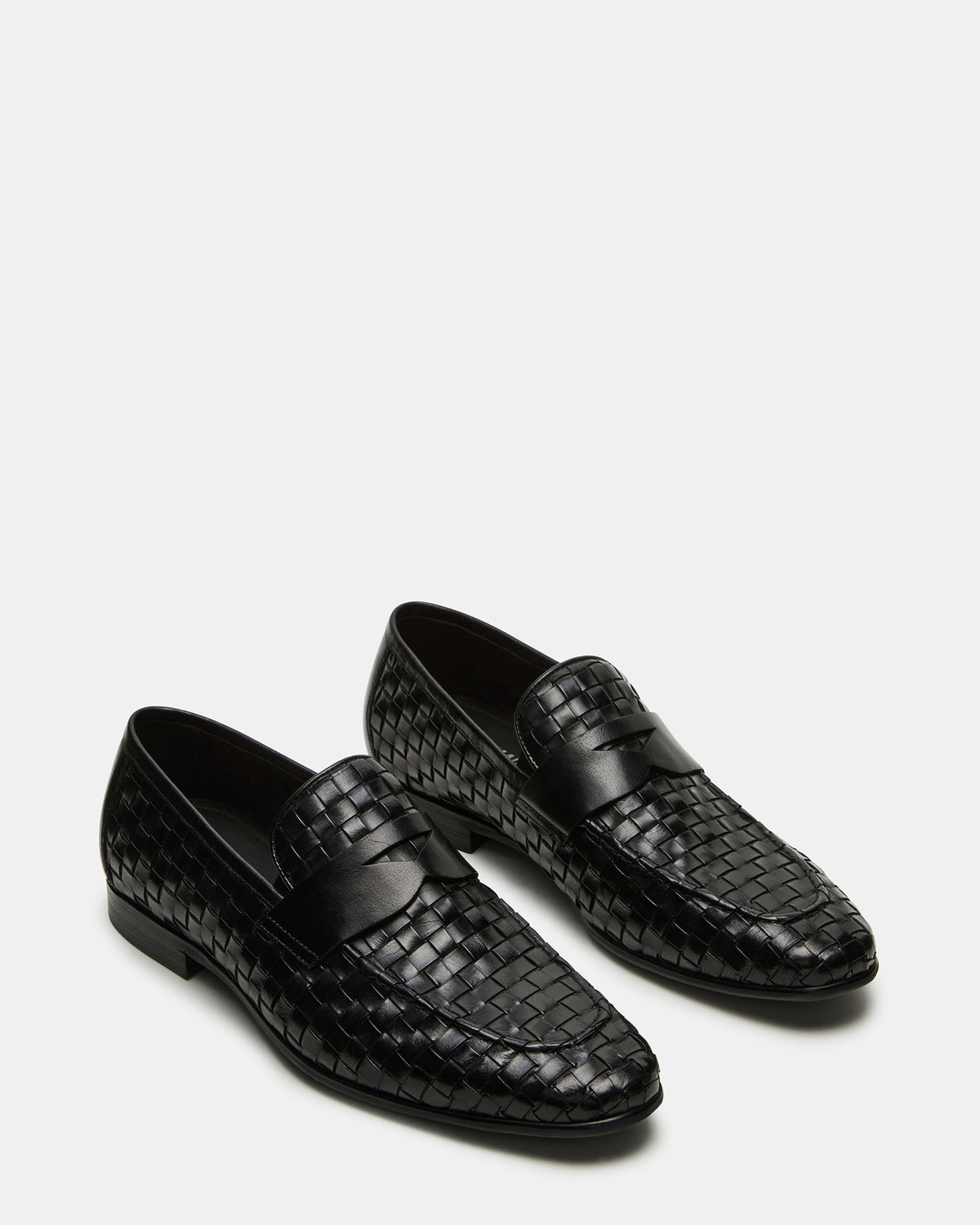 POCO Black Leather Woven Slip-On Men's Dress Loafer | Steve Madden
