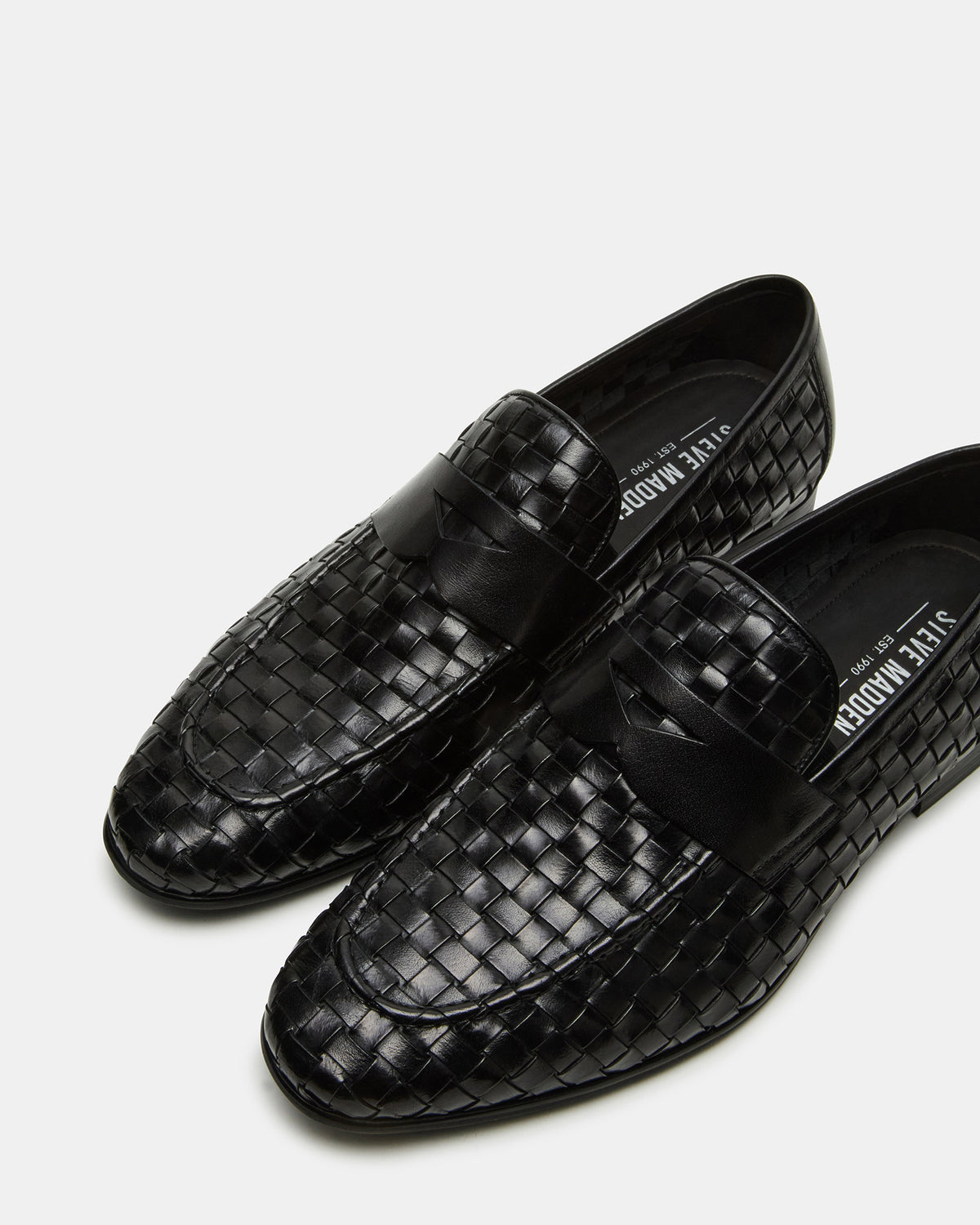POCO Black Leather Woven Slip-On Men's Dress Loafer | Steve Madden