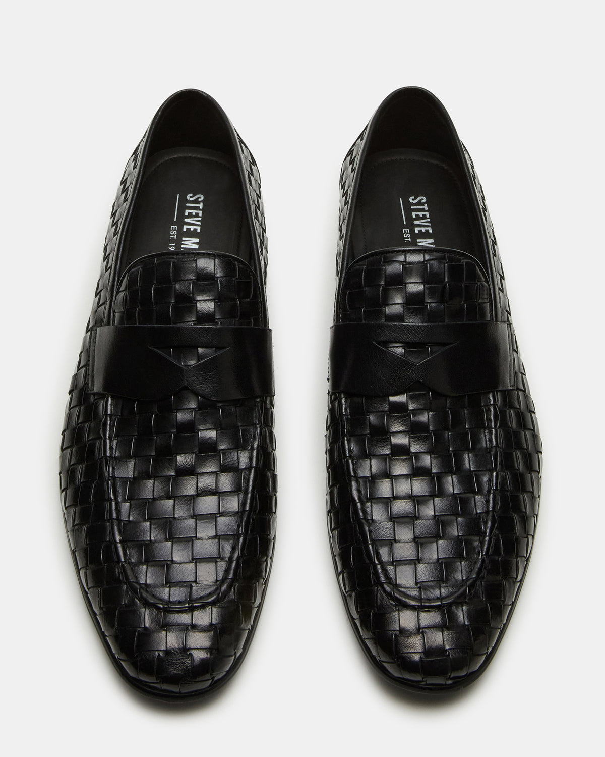 POCO Black Leather Woven Slip-On Men's Dress Loafer | Steve Madden