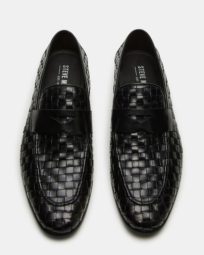 POCO Black Leather Woven Slip-On Men's Dress Loafer | Steve Madden
