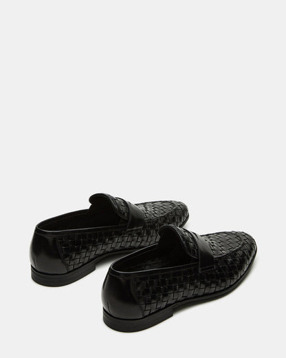 POCO Black Leather Woven Slip-On Men's Dress Loafer | Steve Madden