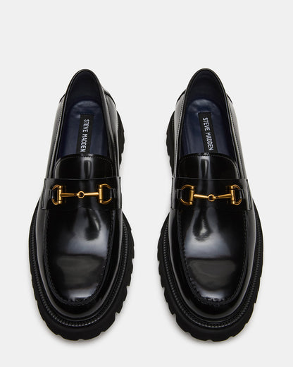 NAXOS Black Leather Slip-On Dress Men's Loafer | Steve Madden