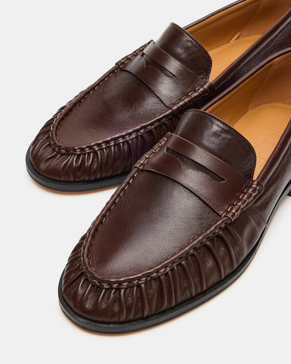 QUINCEY Brown Leather Slip-On Men's Loafer | Steve Madden