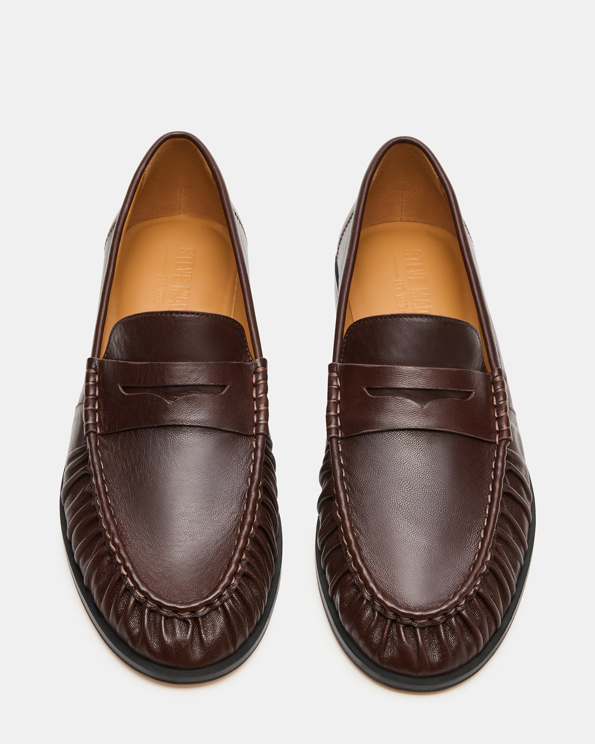 QUINCEY Brown Leather Slip-On Men's Loafer | Steve Madden
