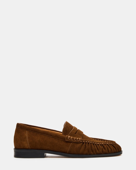 QUINCEY Chestnut Suede Slip-On Men's Loafer | Steve Madden