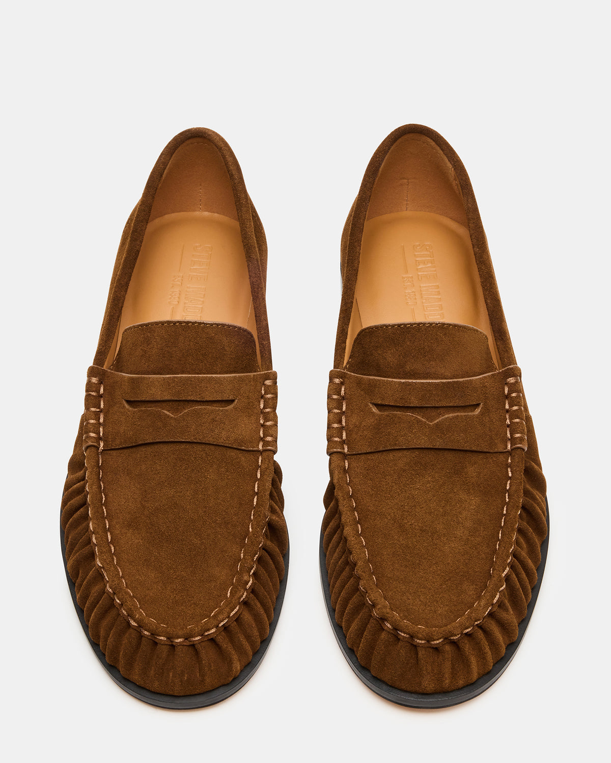 QUINCEY Chestnut Suede Slip-On Men's Loafer | Steve Madden