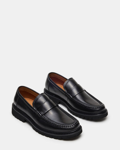 BRODIE Black Slip-On Lug Men's Loafer | Steve Madden