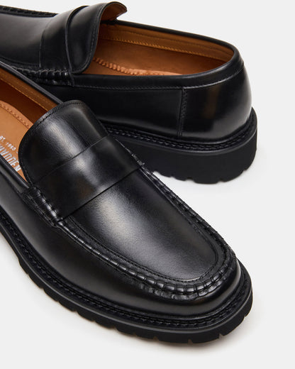 BRODIE Black Slip-On Lug Men's Loafer | Steve Madden
