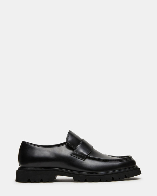 RADKIN Black Leather Slip-On Dress Men's Loafer | Steve Madden