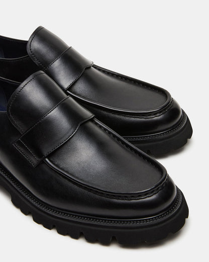 RADKIN Black Leather Slip-On Dress Men's Loafer | Steve Madden