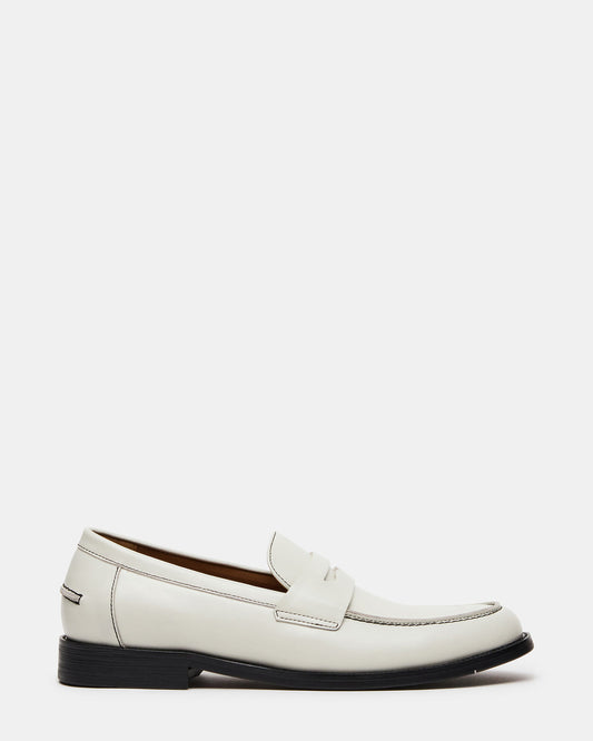NATAN White Leather Slip-On Dress Men's Loafer | Steve Madden