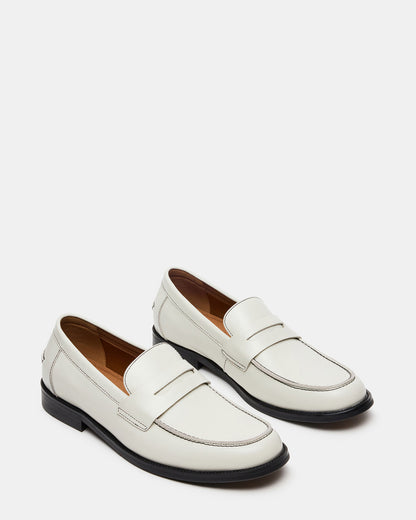 NATAN White Leather Slip-On Dress Men's Loafer | Steve Madden