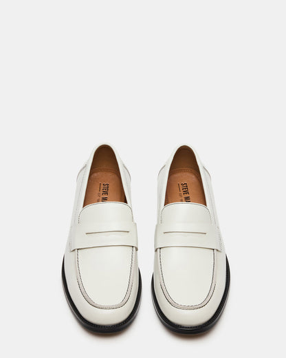 NATAN White Leather Slip-On Dress Men's Loafer | Steve Madden