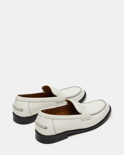 NATAN White Leather Slip-On Dress Men's Loafer | Steve Madden
