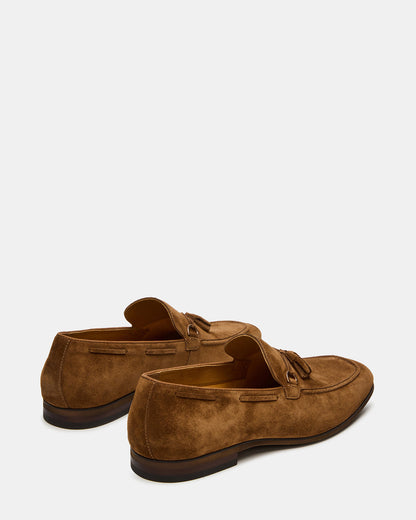 LOGAN Cognac Suede Tassel Slip-On Men's Loafer | Steve Madden