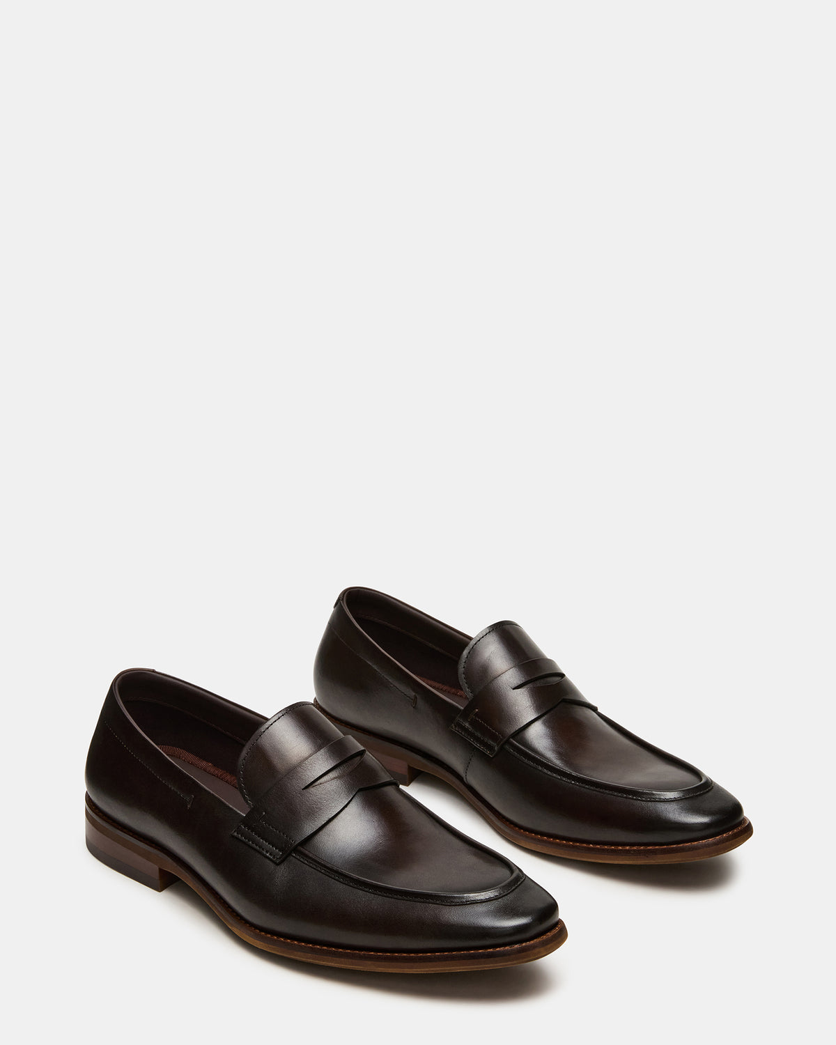 LIGHTNING Brown Leather Round-Toe Slip-On Men's Loafer | Steve Madden
