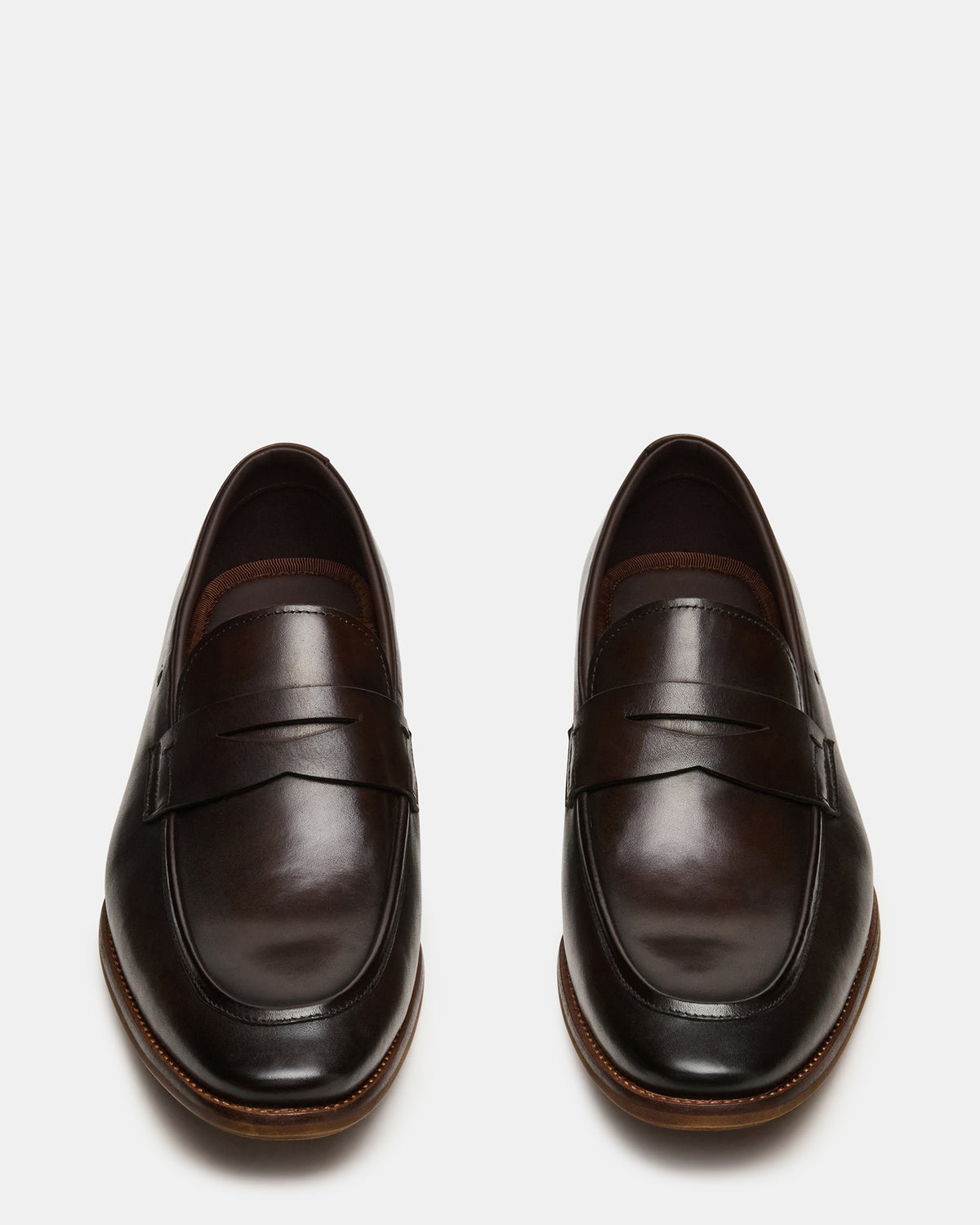 LIGHTNING Brown Leather Round-Toe Slip-On Men's Loafer | Steve Madden