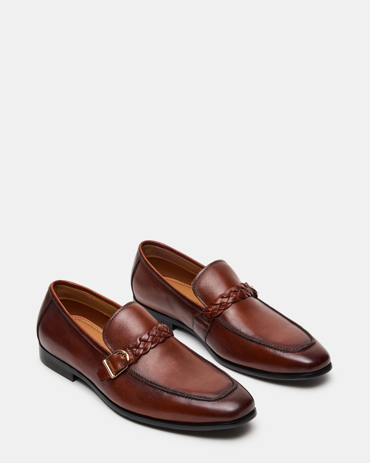 CHAPLIN Tan Leather Woven-Strap Buckle Slip-On Men's Loafer | Steve Madden