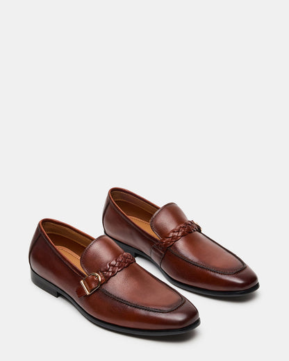 CHAPLIN Tan Leather Woven-Strap Buckle Slip-On Men's Loafer | Steve Madden